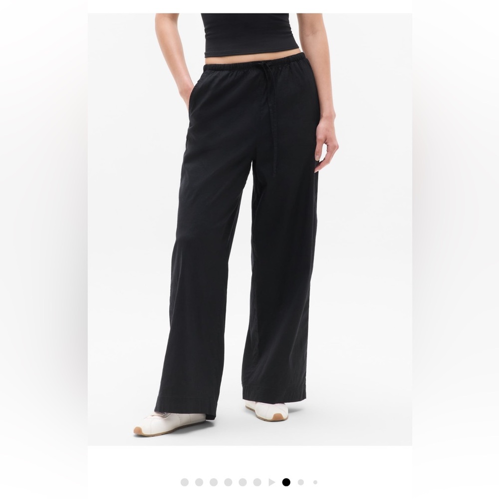 NWT Athleta Paradise Mid Rise Wide Leg Pant 🖤 black drawstring waist L petite - Picture 5 of 12